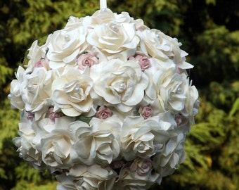 Flower girl pomander, kissing ball, wedding pomander, pew end, any colour way