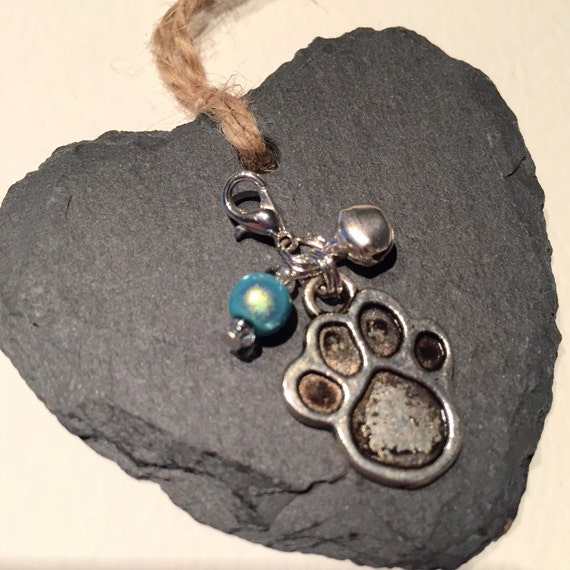 Paw print dog collar charm/zip pull with by JGjewellerycreations