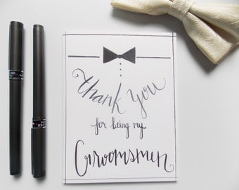 Thank you For Being My Groomsmen Card - Thank You Card - Bridal Party Thank You Card - Groomsmen Gift -Best Man Card - Best Man Gift -Bowtie