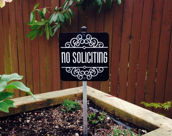 No Soliciting Yard Sign with Yard Stake. Stop solicitors from