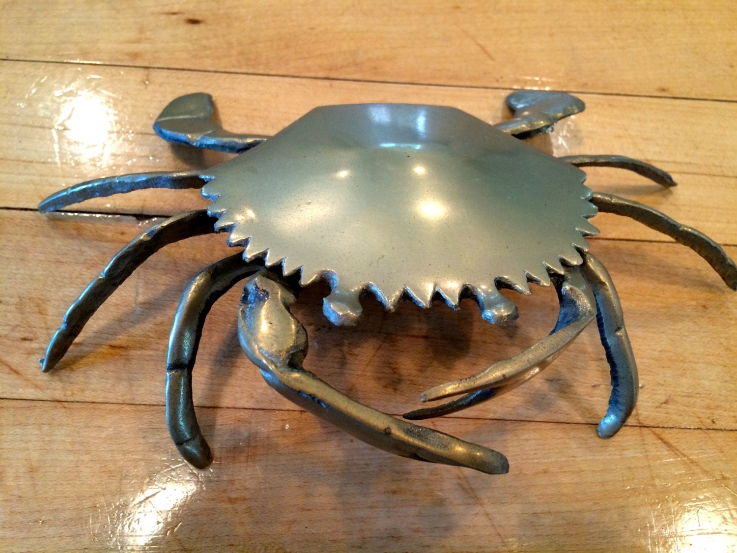 Vintage Brass CRAB ASHTRAY Nautical Beach Ocean Home Decor
