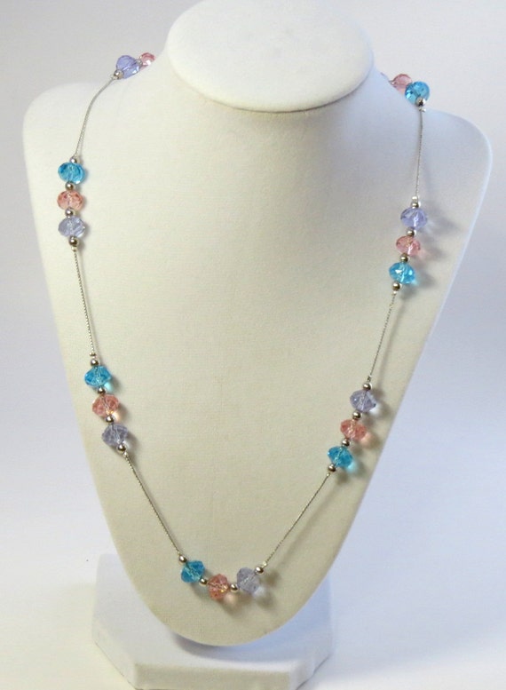 Multi Colored crystal chain Necklace Swarovski by jewlerystar