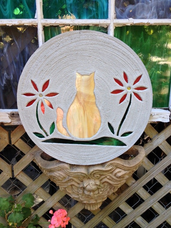 Orange Tabby Kitty Cat Stepping Stone BIG by SteppingStoneYardArt