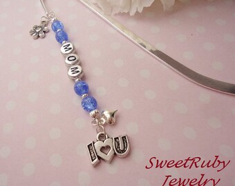 Personalized Family Member Bookmark 5" -- I Love You Charm -- Girls/Boys/Adults -- Kawaii Gift Bag