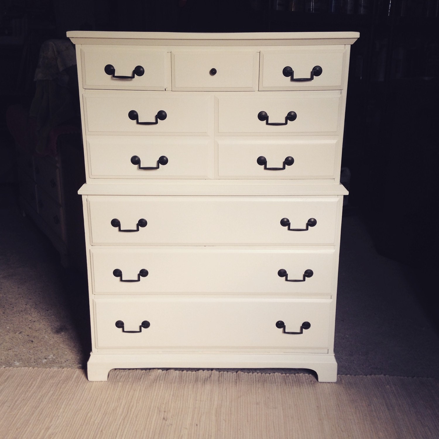 Cream Colored Solid Wood Dresser, Bureau, Tall Dresser Haute Juice