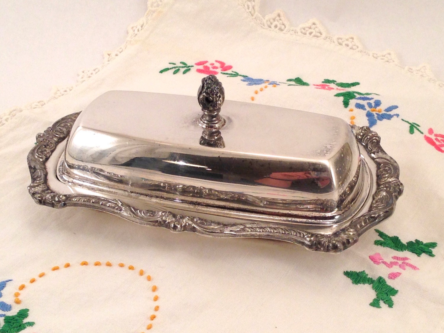 Vintage Poole Silver Co. Old English No. 5011 Butter Dish with