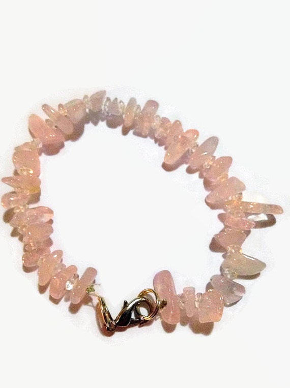 Items similar to Rose Quartz Chip Bracelet on Etsy