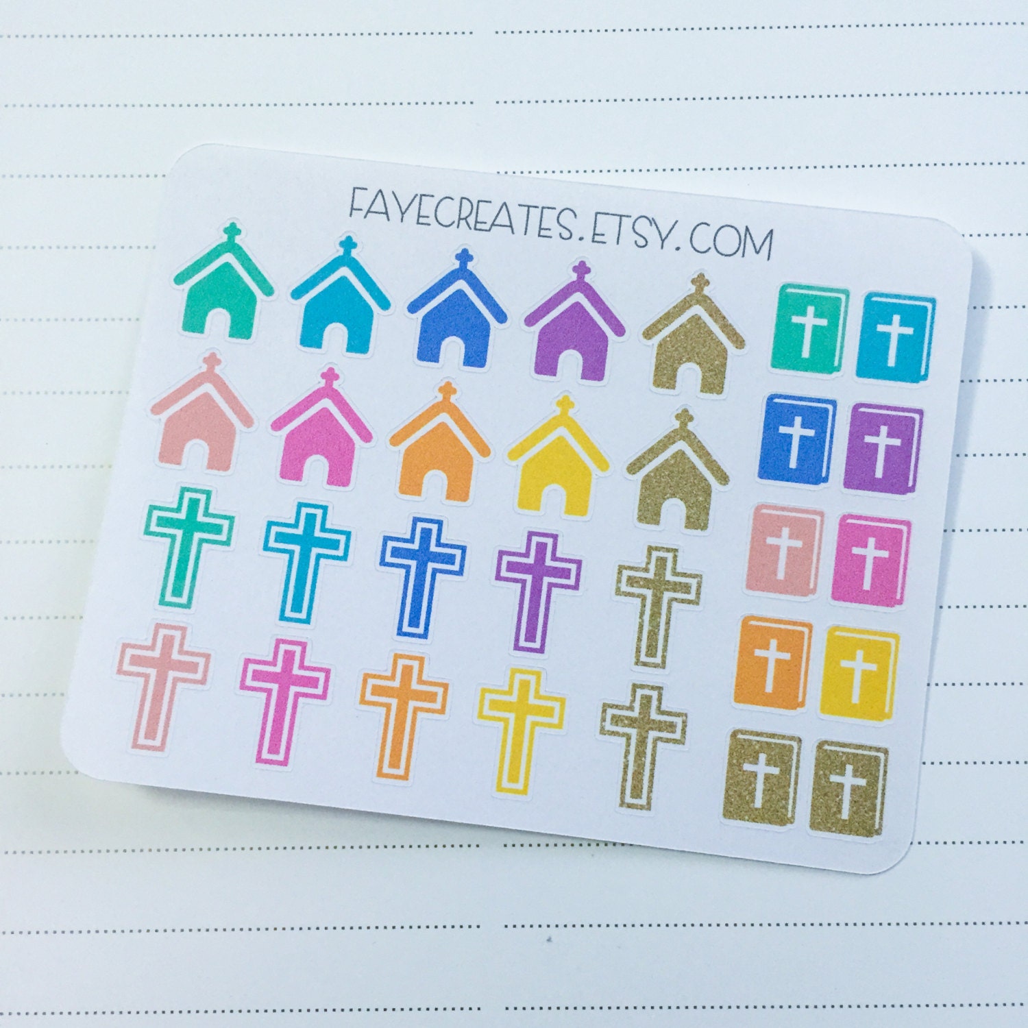 Diecut church stickers for Day Designer and other planners