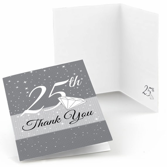  25th  Anniversary  Thank  You  Cards  Silver Wedding  