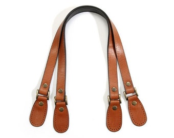 byhands Genuine Leather Purse Handles / Bag Strap with Crack Pattern, Tan, 23.8" (30-6001-C)