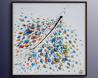 Abstract Painting 40" original oil painting on canvas, Beautiful thick layers, Extremely Luxury painting, by Koby Feldmos