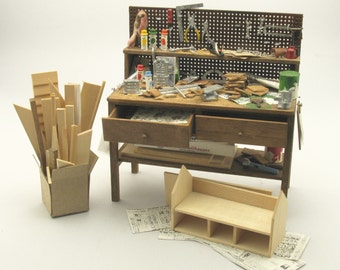 Miniatures "Work table realization cabinets" Artisan Handmade Miniature in 12th scale. From CosediunaltroMondo