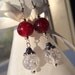 Cherry Red Crackled Glass and Crackled Glass Dangle Earrings - Weddings and Bridesmaids gifts ! FREE US SHIPPING