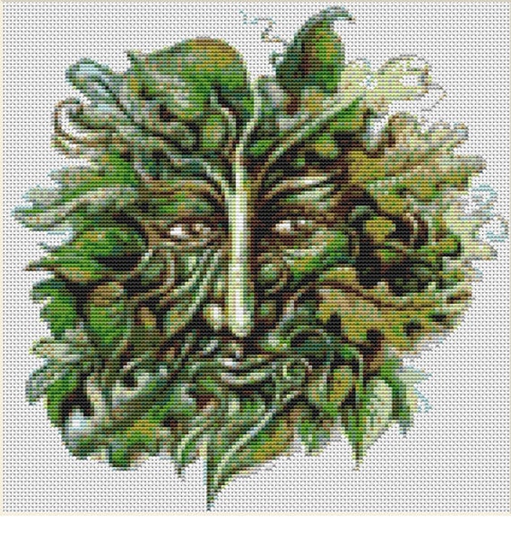 CROSS STITCH KIT Green man 24cm x 25cm