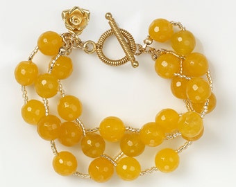 Yellow Jade and Gold Vermeil Bracelet