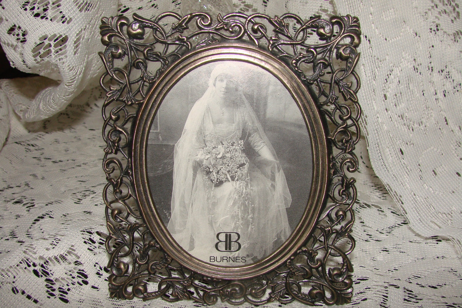 Vintage Pewter Oval Filigree Picture Frame by PatsTrinkets on Etsy