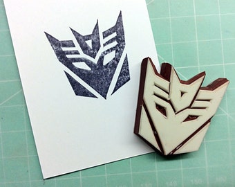 Transformers stamp(no.3).Rubber stamp. Hand carved stamp. Mounted