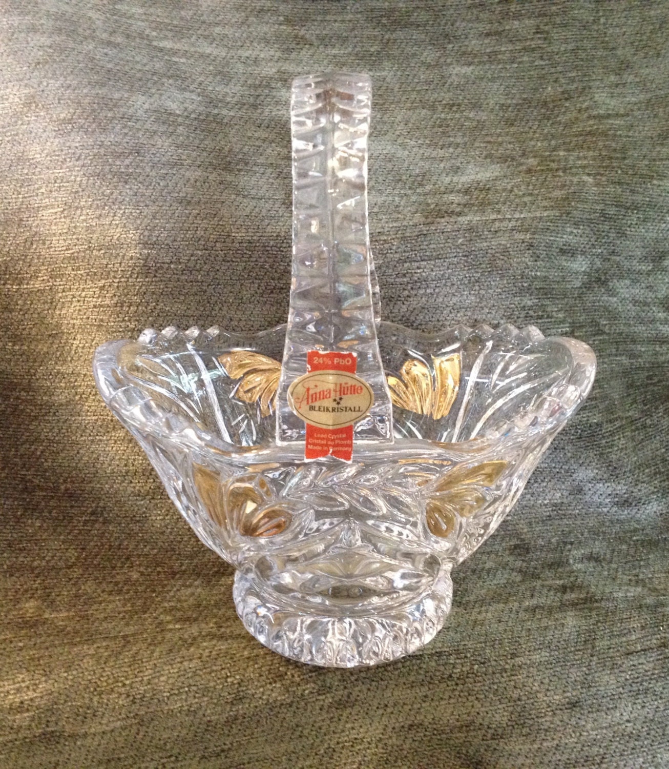 Anna Hutte Lead Crystal Flower Basket Bleikristall Crystal