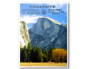 Yosemite National Park Travel Poster (Half Dome)