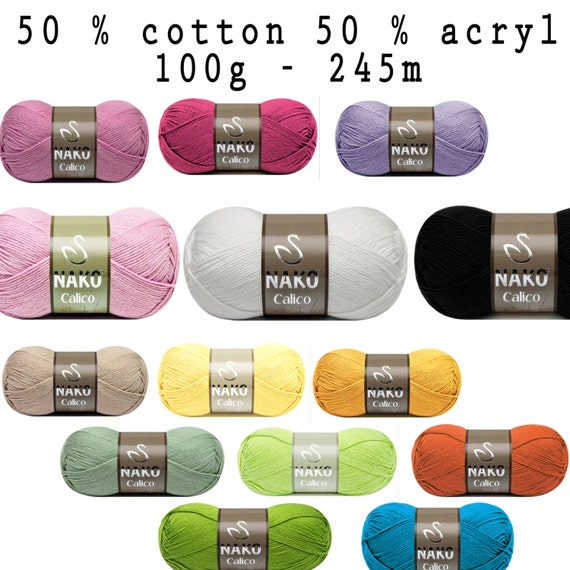 50 cotton acrylic yarn knitting double DK 100g by Fiscraftland