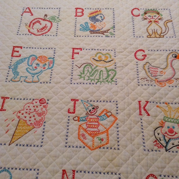 Baby Cross Stitch Quilt Bucilla ABC Embroidery by antiquesonchurch