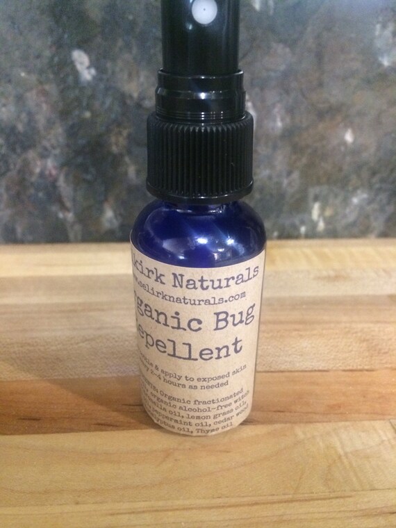 Organic Bug Spray 1oz blue glass spray bottle by SelkirkNaturals