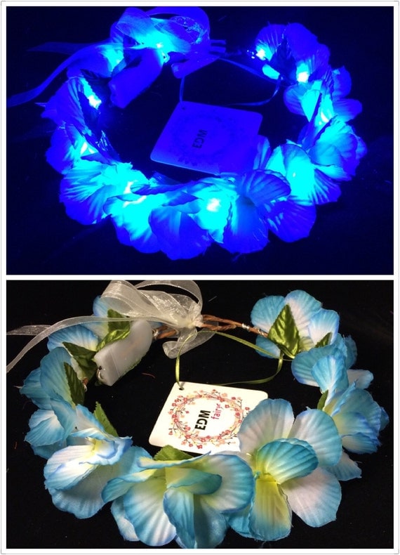 BlueLED flower crown/floral headband light up flower by EDMfairy