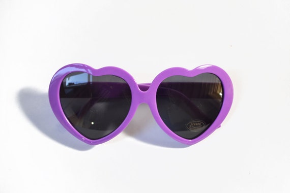 Purple Retro Heart Shaped Sunglasses 70s Remake 9455