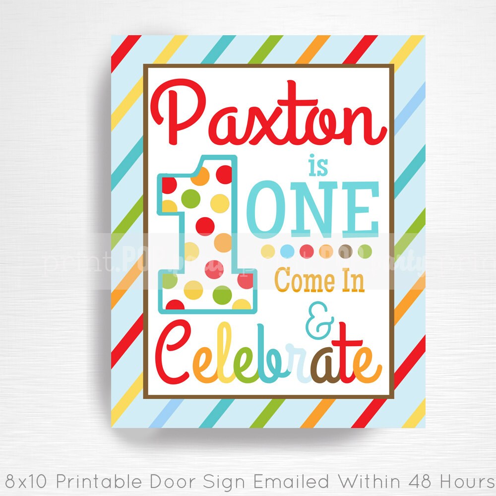 First Birthday Printable Door Sign YOU Print by printpopparty