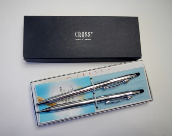 Vintage Cross Pen and Pencil Set chrome RC Cola