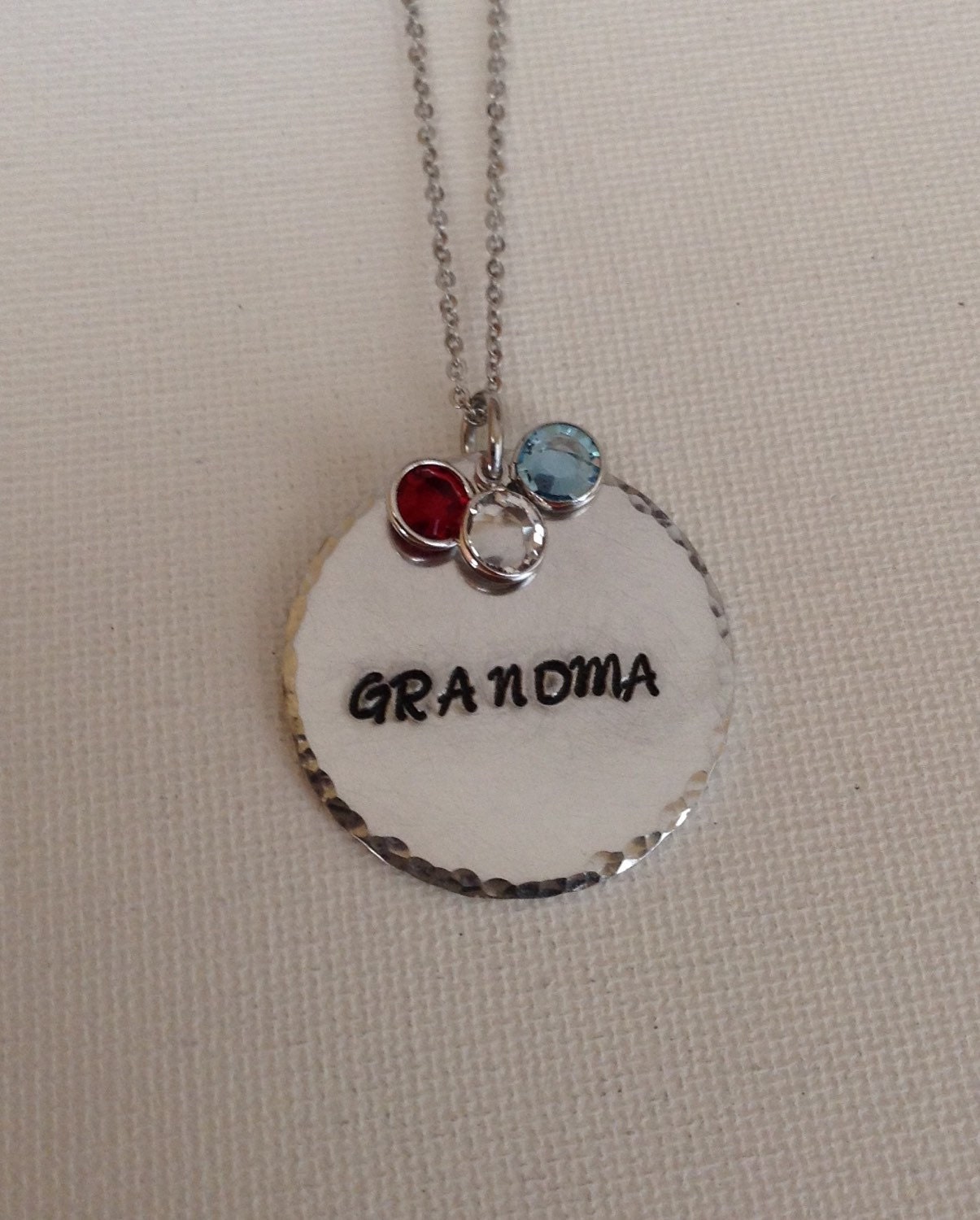 Grandma necklace grandma pendant with birthstones