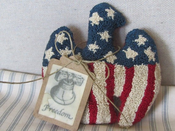 PAPER PATTERN ~ Americana Eagle - primitive Needle Punch Pattern for bowl filler or Shelfie - Patriotic folk art for Fourth of July