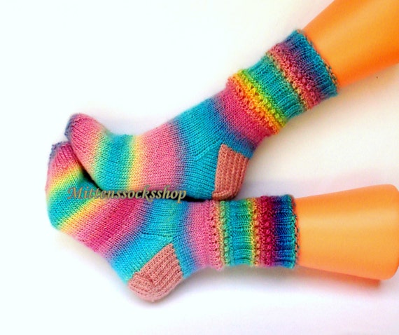 Hand knitted socks Warm socks from batic yarn от mittenssocksshop