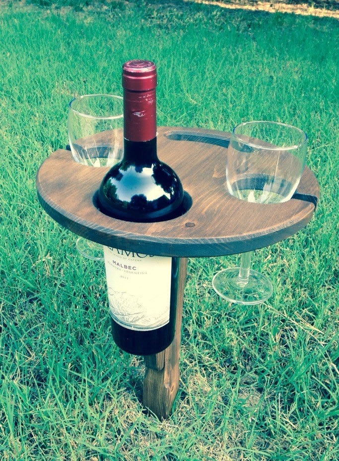 Folding outdoor wine table picnic table by HoffmasterWoodworks