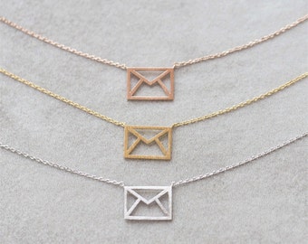 envelope necklace silver
