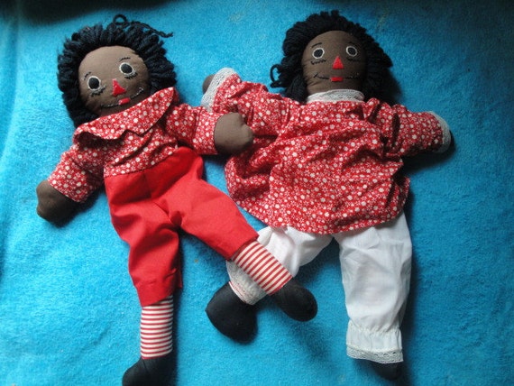 Vintage Hand Made Black Raggedy Ann & Andy Doll by PJaysCloset