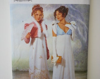 Pride and Prejudice / empire waist /gibson girl / steampunk costume/ dress 2000 sewing pattern, Bust 34 36 38, Size 12 14 16, Butterick 6631
