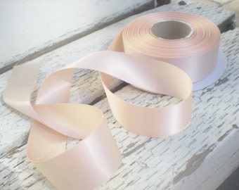 Blush satin ribbon, 5 yards, double faced, premium 1.5" width, 2.25" width or 7/8" width