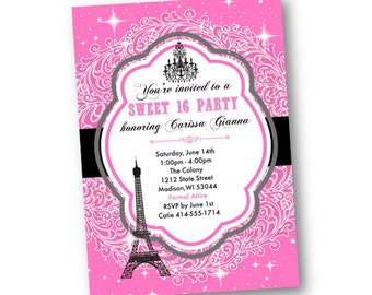 Sweet 16 Invitation Paris Theme Birthday Party or by ...