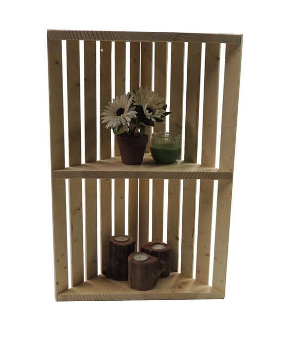 Rustic Wooden Crate Corner Shelf