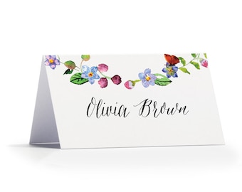 Personalised Floral Name Place Cards - Floral Chain Wedding Place Cards - Floral Chain Wedding Name Place Cards by Paper Charms