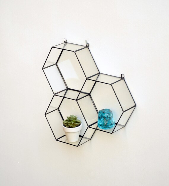 Hanging Glass Terrarium Wall Geometric Planter by NojaGlassDesign