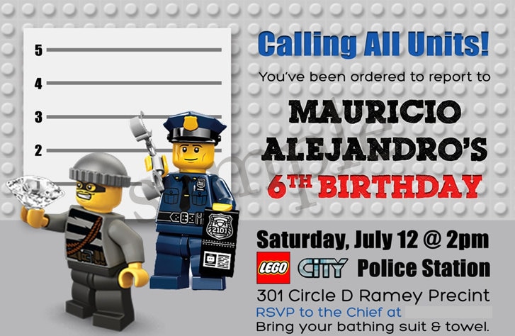 Lego City Birthday Invitations 9