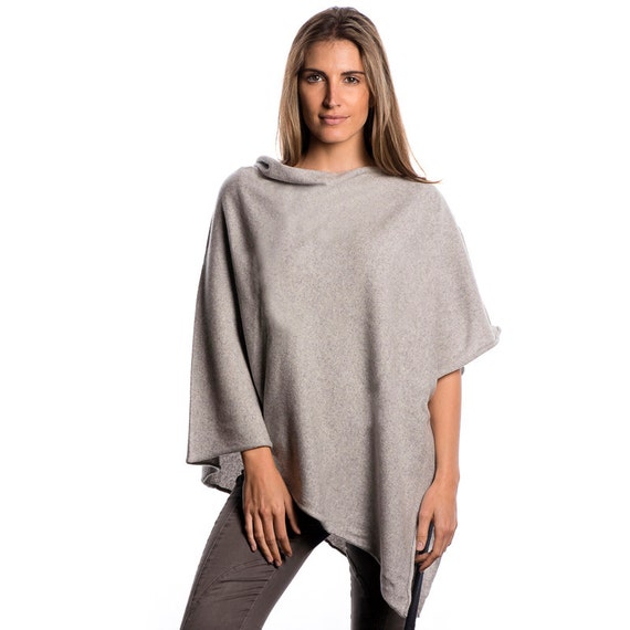 Light Grey Poncho/Light Grey 100% Cashmere Poncho