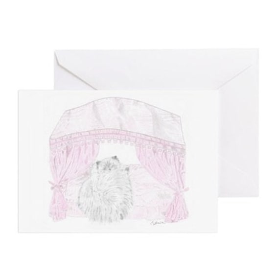 Kitty Cat In A Canopy Bed, Color Pencil Drawing, Greeting Card ...