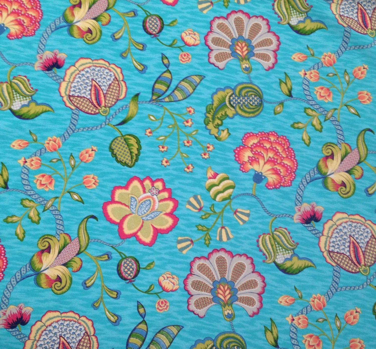 Fun Floral Outdoor Fabric Fabric By The Yard Aqua Pink