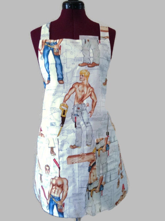 Hunky Construction Worker Apron Sexy Pinup by SewYouEtsy on Etsy