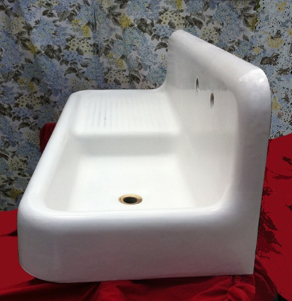 Vintage Cast Iron Farm Sink Antique Kohler Farmhouse Sink Drainboard ...