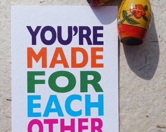 Newly engaged card, just engaged card, made for each other congratulations card, you're engaged engagement card, congrats cards for friend