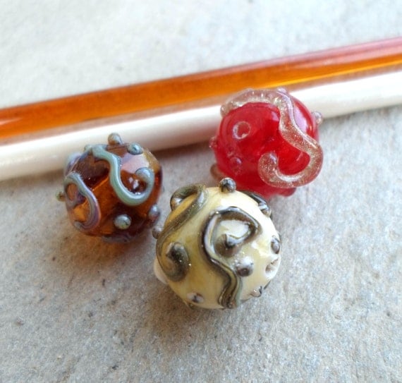 Items similar to Glass Lampwork Beads, Handblown Hollow Glass Beads